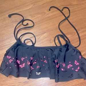 Hot pink butterfly cut out swimsuit top